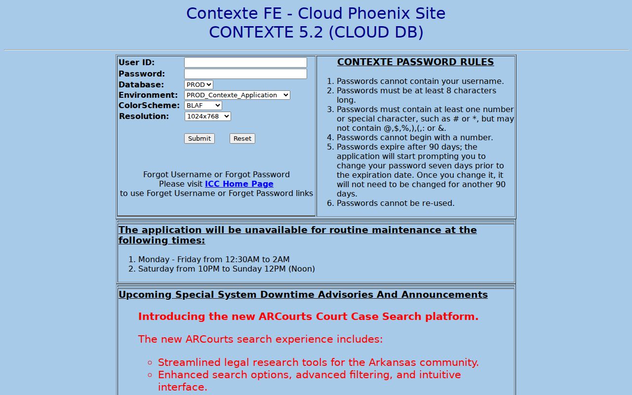 Washington County case lookup AOC systems gateway and maintenance notice