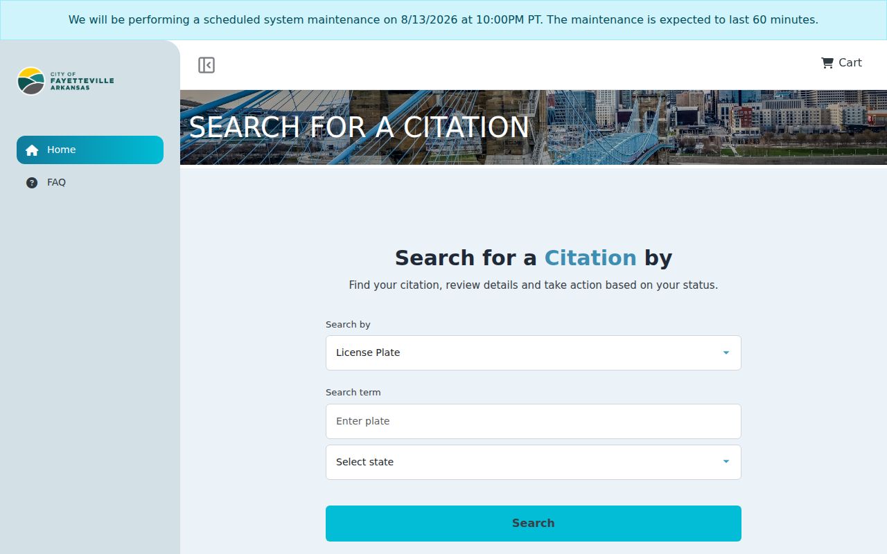 Fayetteville court docket parking citation lookup by ticket or plate