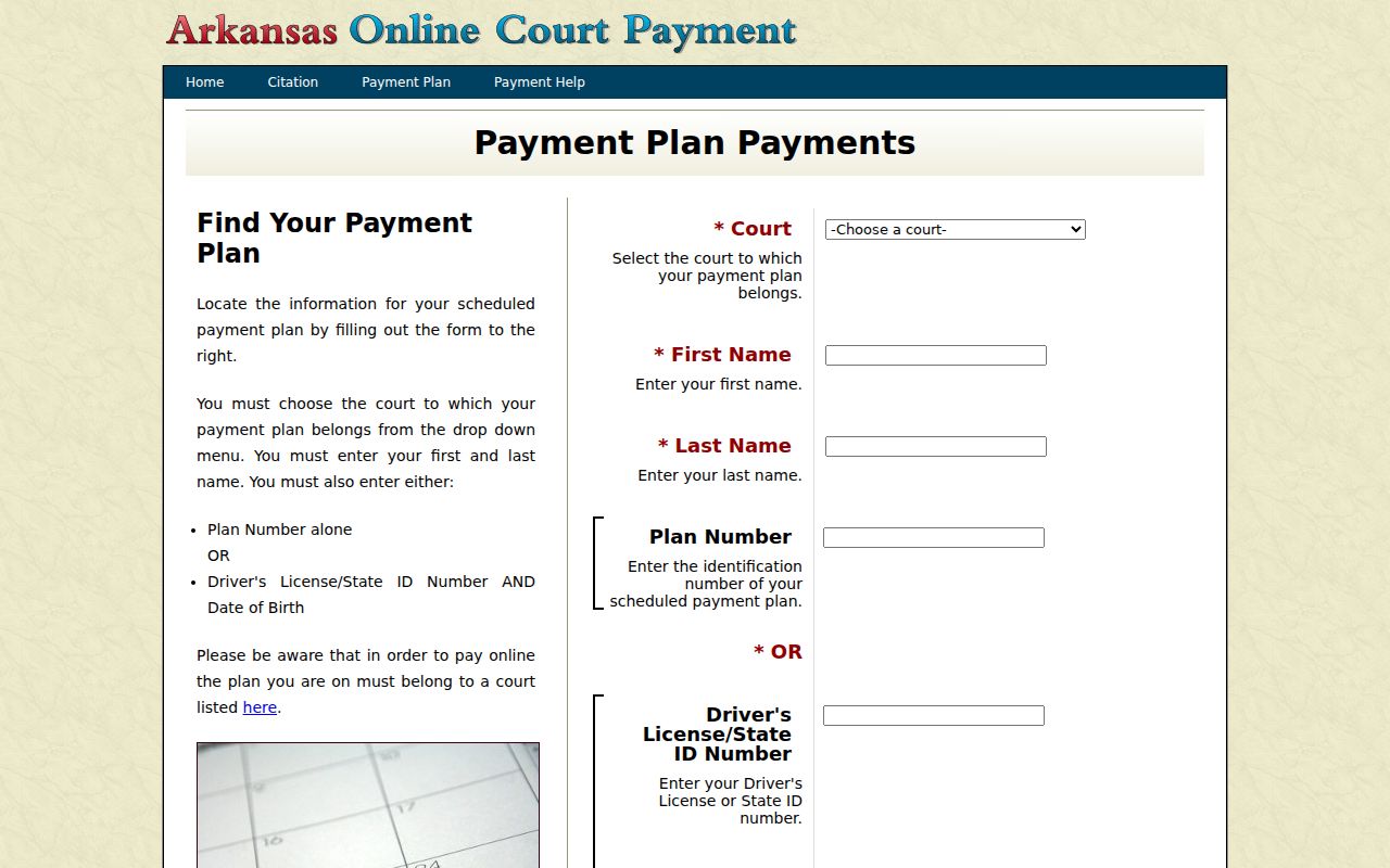 Washington County traffic ticket payment plan search fields