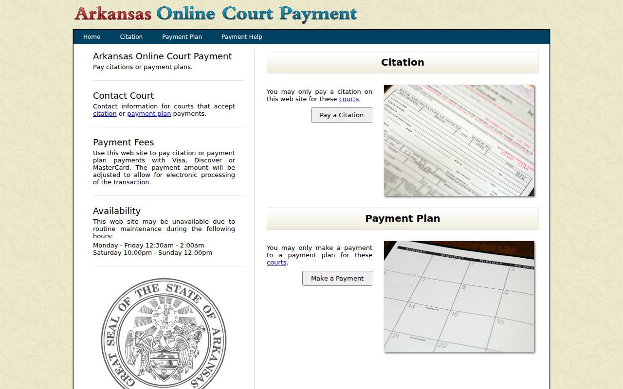 Arkansas eTraffic payment route for Washington County traffic tickets
