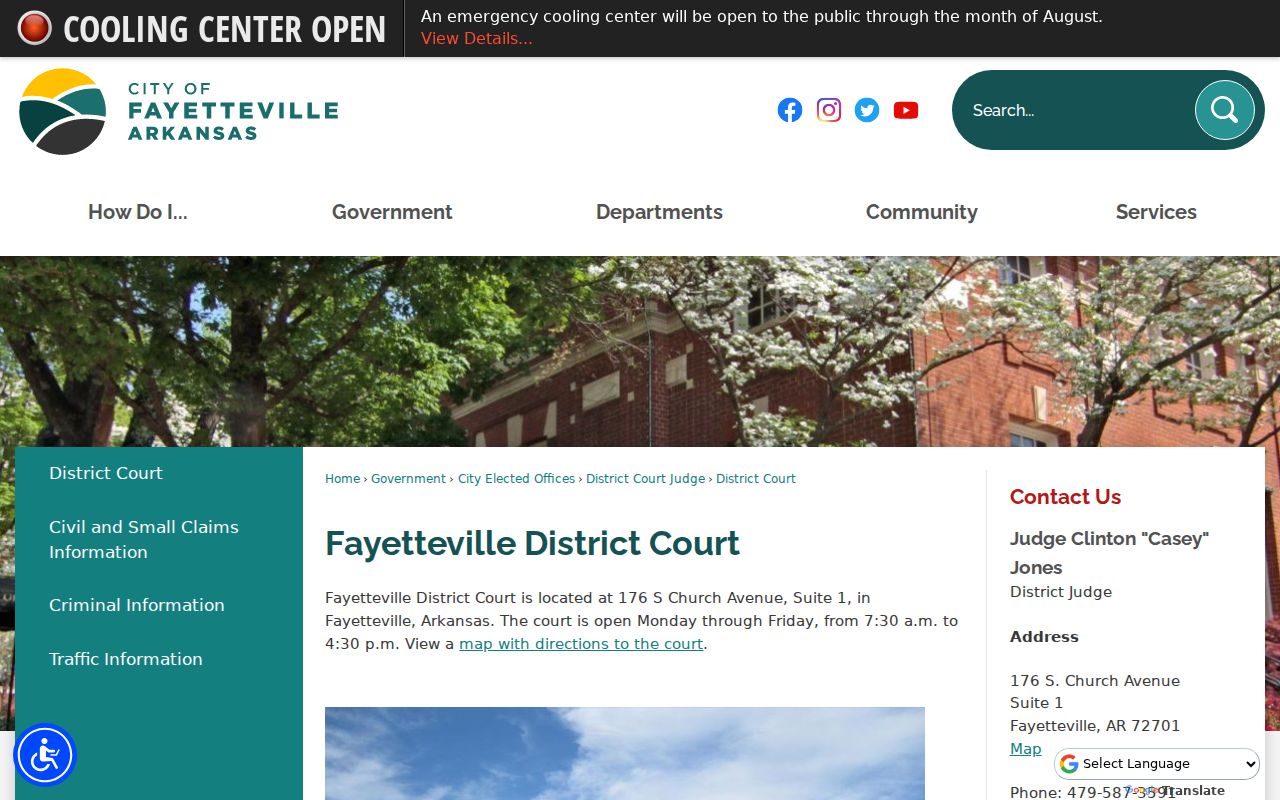 Washington County traffic ticket court at the Washington County District Court Fayetteville Department