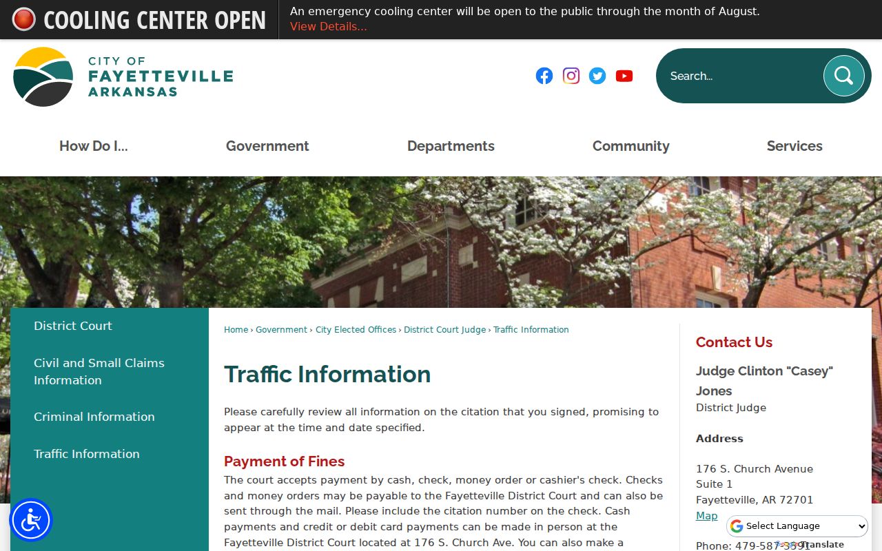 Fayetteville response options for Washington County traffic tickets