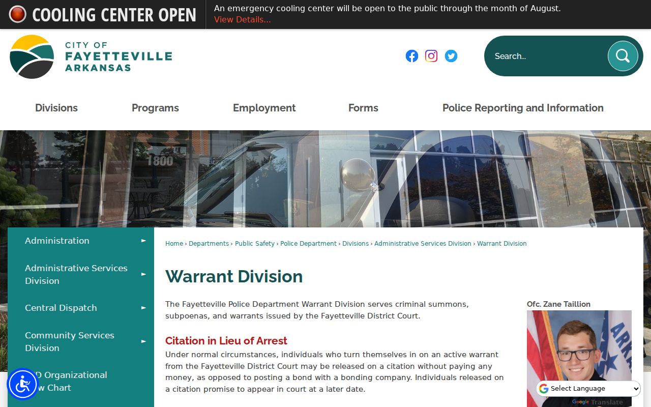 Washington County traffic ticket failure-to-appear warrant contact